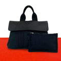 Hermes Valparaiso PM Toile Chevron Tote Bag Black
