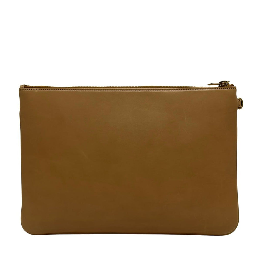 Saint Laurent Paris Clutch Pouch Rive Gauche Beige Leather — view 3