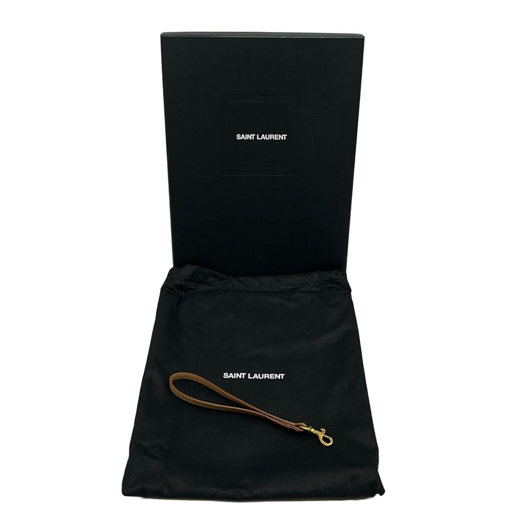 Saint Laurent Paris Clutch Pouch Rive Gauche Beige Leather — view 8