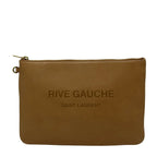 Saint Laurent Paris Clutch Pouch Rive Gauche Beige Leather