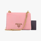 Prada Milano Logo Pink Saffiano Leather