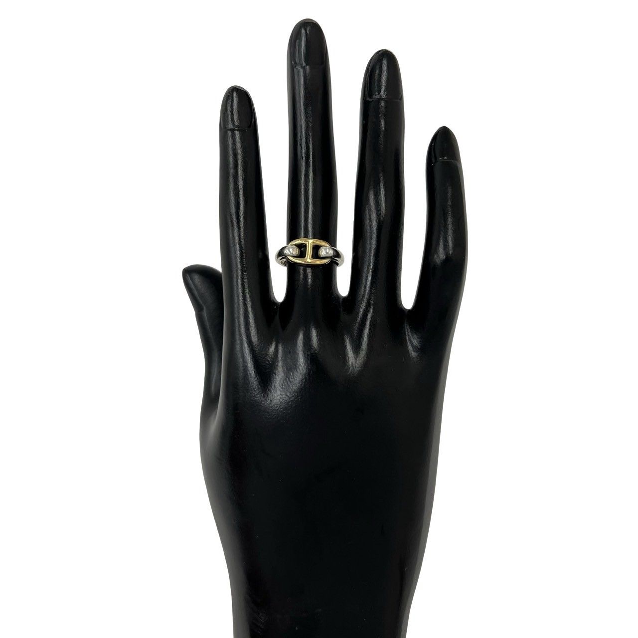 Hermes Vintage Chaine D'ancre Ring Silver Yellow Gold — view 2