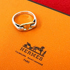 Hermes Vintage Chaine D'ancre Ring Silver Yellow Gold