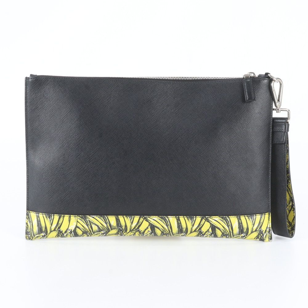 Prada White Saffiano Leather Clutch Pouch Business — view 3