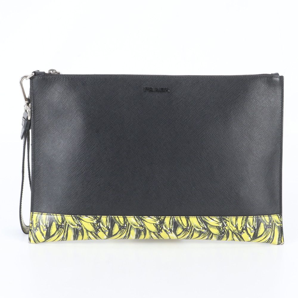 Prada White Saffiano Leather Clutch Pouch Business