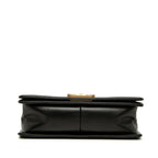 Chanel 25 V-stitch Chevron Chain Shoulder Bag Crossbody Black Gold Caviar — view 3