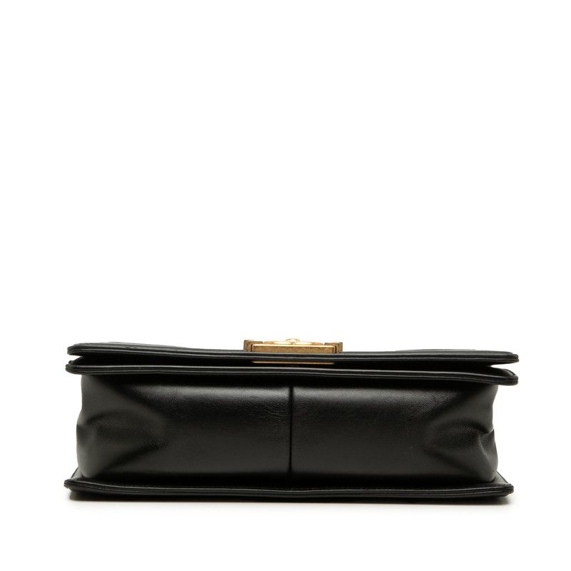 Chanel 25 V-stitch Chevron Chain Shoulder Bag Crossbody Black Gold Caviar — view 3