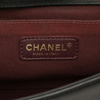 Chanel 25 V-stitch Chevron Chain Shoulder Bag Crossbody Black Gold Caviar — view 8
