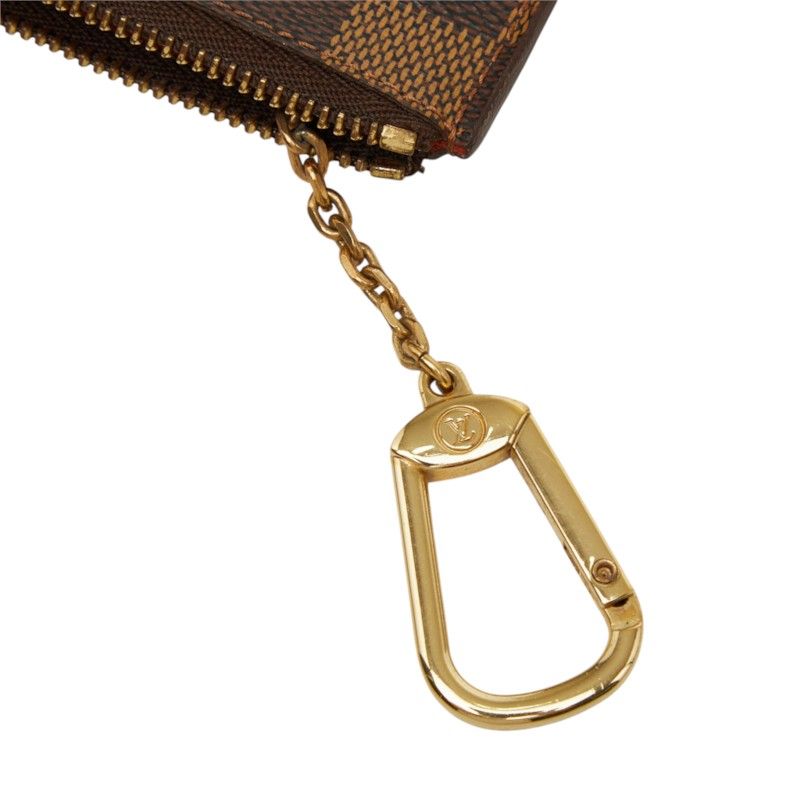 Louis Vuitton Damier Pochette Cles Coin Purse Brown Leather — view 6