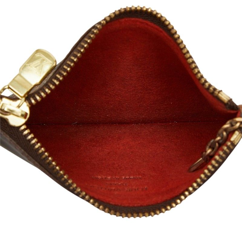 Louis Vuitton Damier Pochette Cles Coin Purse Brown Leather — view 7