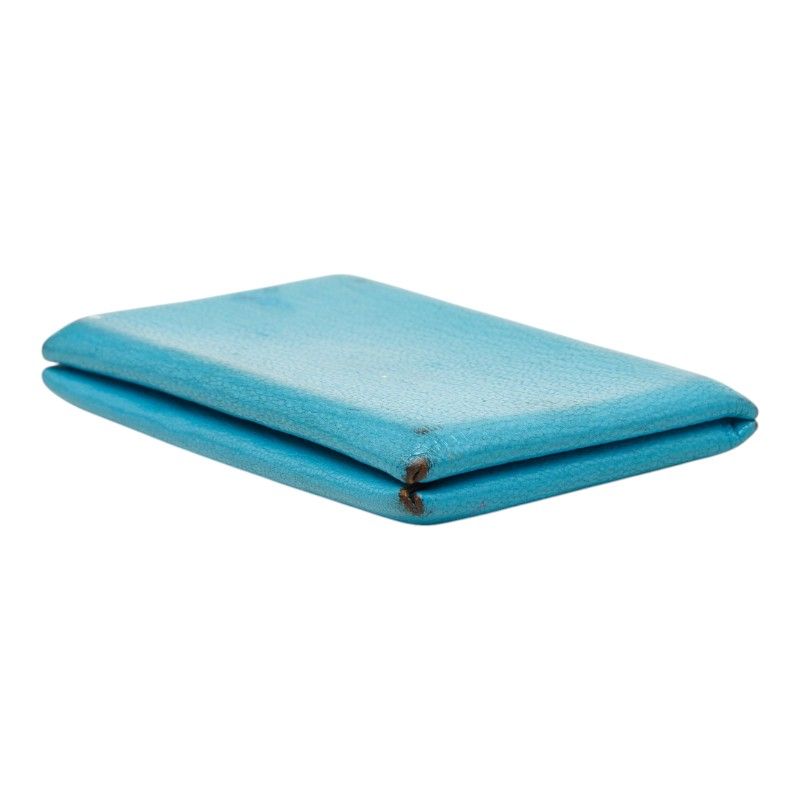 Hermes Calvi Card Case Business Blue Leather — view 4