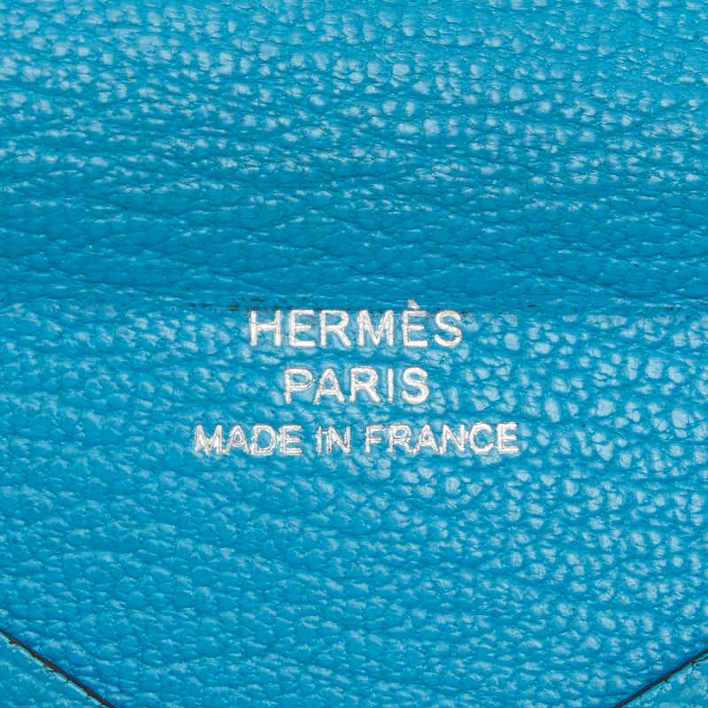 Hermes Calvi Card Case Business Blue Leather — view 7