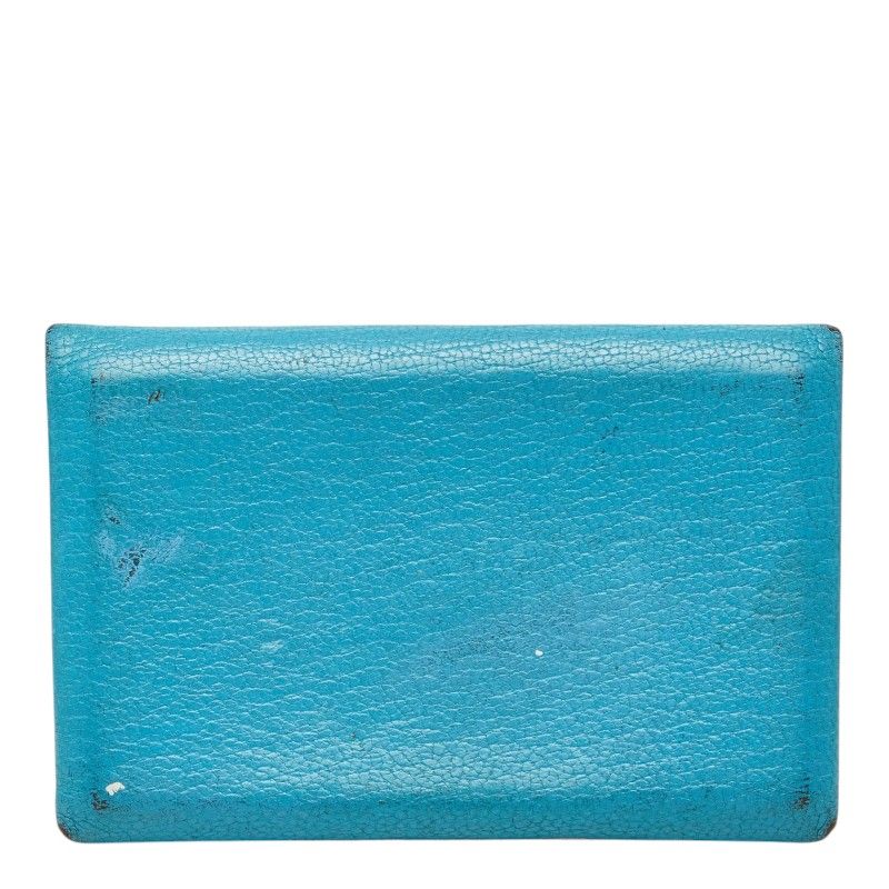 Hermes Calvi Card Case Business Blue Leather