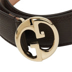 Gucci GG Logo Buckle Belt Brown Gold Leather — view 4