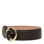 Gucci GG Logo Buckle Belt Brown Gold Leather — view 2
