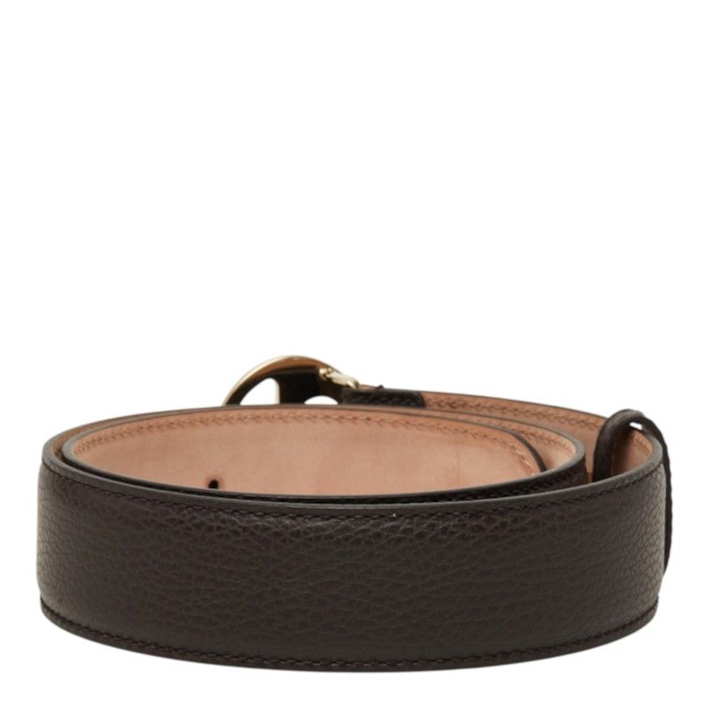 Gucci GG Logo Buckle Belt Brown Gold Leather — view 3