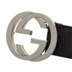 Gucci Guccissima Interlocking G GG Buckle Belt Black Leather — view 4