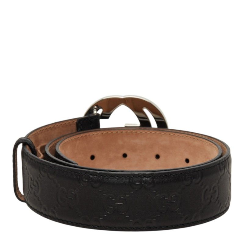 Gucci Guccissima Interlocking G GG Buckle Belt Black Leather — view 3