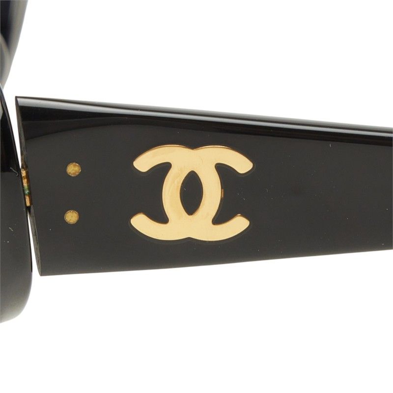 Chanel CC Logo Sunglasses Black Gold Acetate Eyewear — view 4