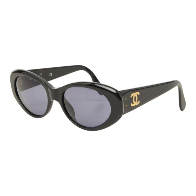 Chanel CC Logo Sunglasses Black Gold Acetate Eyewear