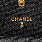Chanel CC Logo Bifold Wallet Black Gold Leather — view 8