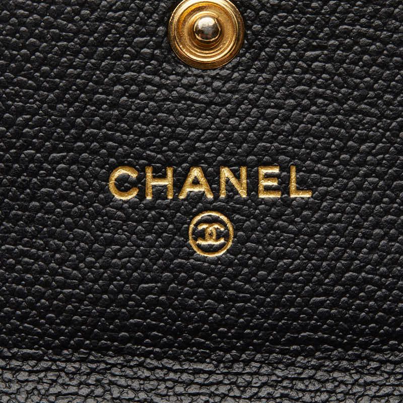 Chanel CC Logo Bifold Wallet Black Gold Leather — view 8