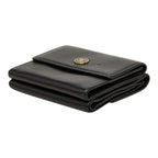 Chanel CC Logo Bifold Wallet Black Gold Leather — view 4