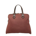 Hermes Sac Ybou PM Tote Bag Wine Red Brown Toile H Leather