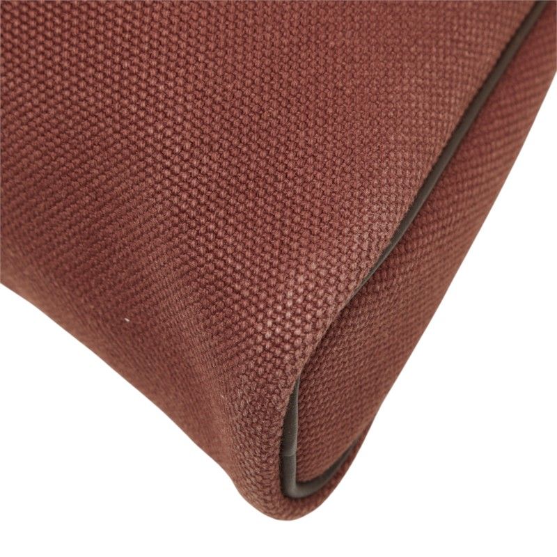 Hermes Sac Ybou PM Tote Bag Wine Red Brown Toile H Leather — view 4