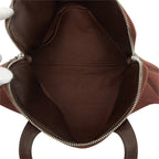 Hermes Sac Ybou PM Tote Bag Wine Red Brown Toile H Leather — view 8