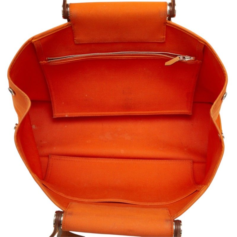 Hermes Kabak Elan PM Tote Bag Orange Toile Officier Leather — view 8