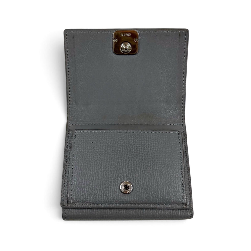 Loewe Anagram Wallet Trifold Vertical Compact Silver Gray — view 5