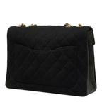 Chanel Vintage Quilted CC Logo Chain Shoulder Bag Black Gold Cotton Leather — view 2