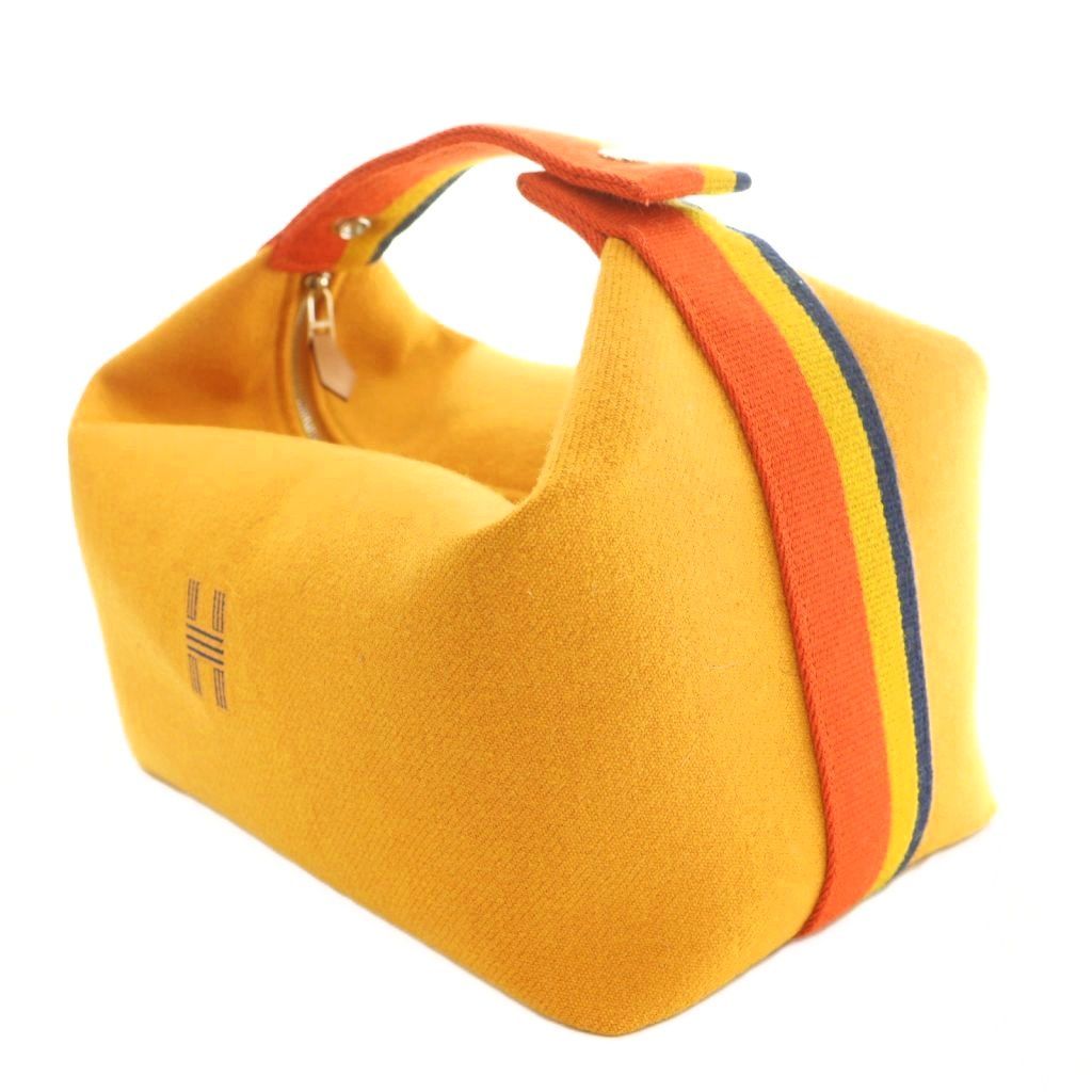 Hermes Brid-a-brac GM Pouch Rocabar Handbag Wool H Logo Orange Brown BB — view 2