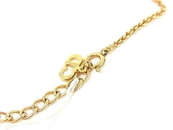 Dior Necklace Heart Logo Gold Metal Rhinestone Vintage — view 3