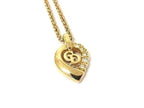 Dior Necklace Heart Logo Gold Metal Rhinestone Vintage — view 2
