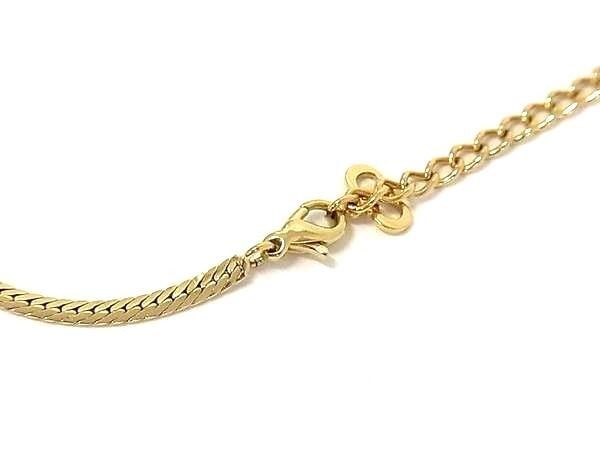 Dior Necklace Choker Flower Motif Gold Metal Rhinestone Vintage — view 3