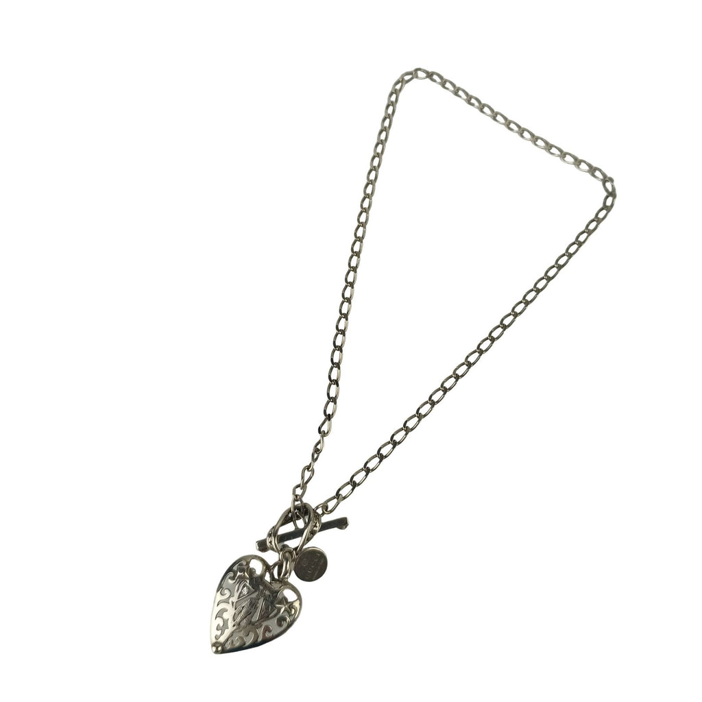 Gucci Necklace Crest Heart Silver Pendant Toggle