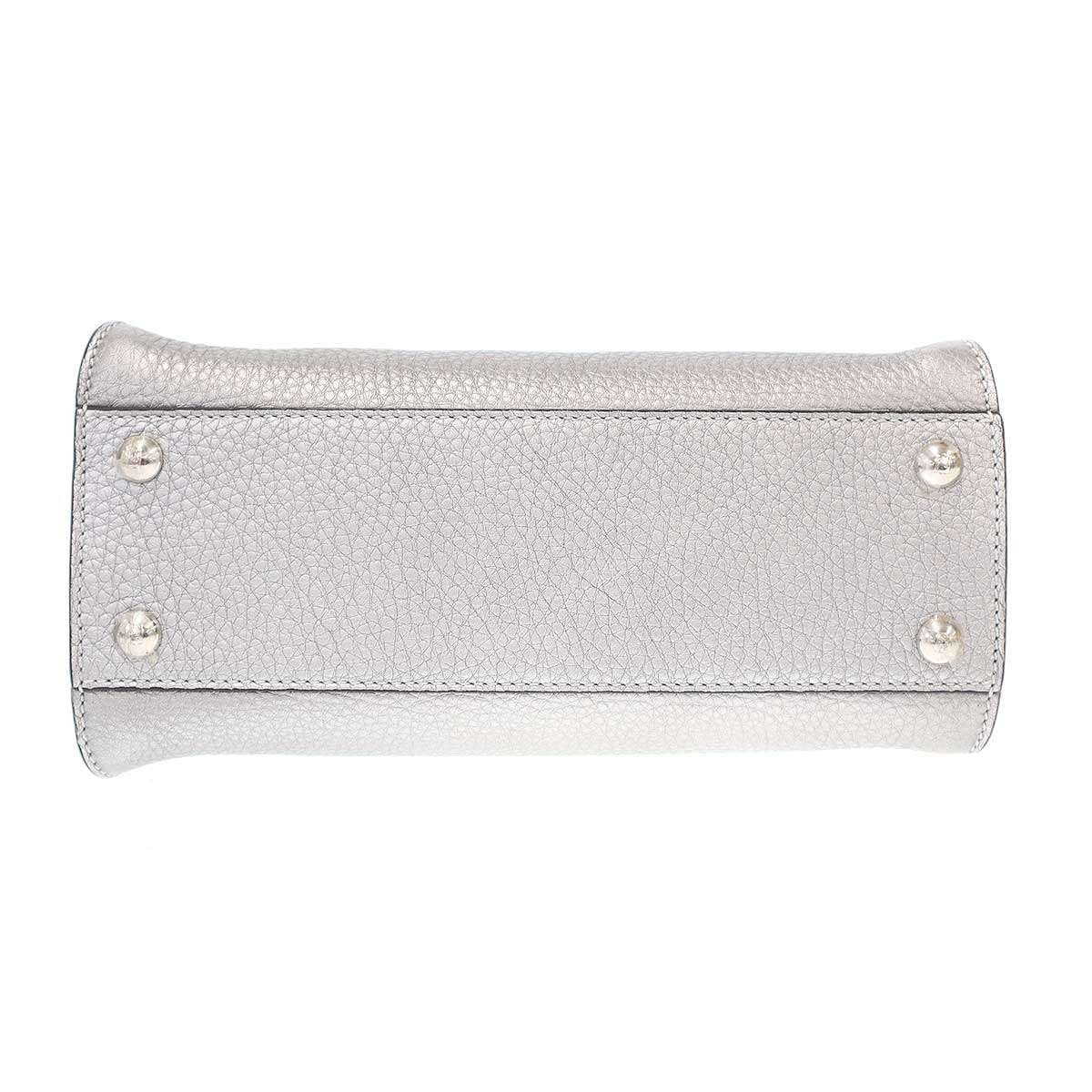 Fendi Peekaboo Mini Selleria Mini Shoulder Bag Silver — view 4