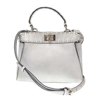Fendi Peekaboo Mini Selleria Mini Shoulder Bag Silver