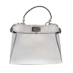 Fendi Peekaboo Mini Selleria Mini Shoulder Bag Silver — view 2