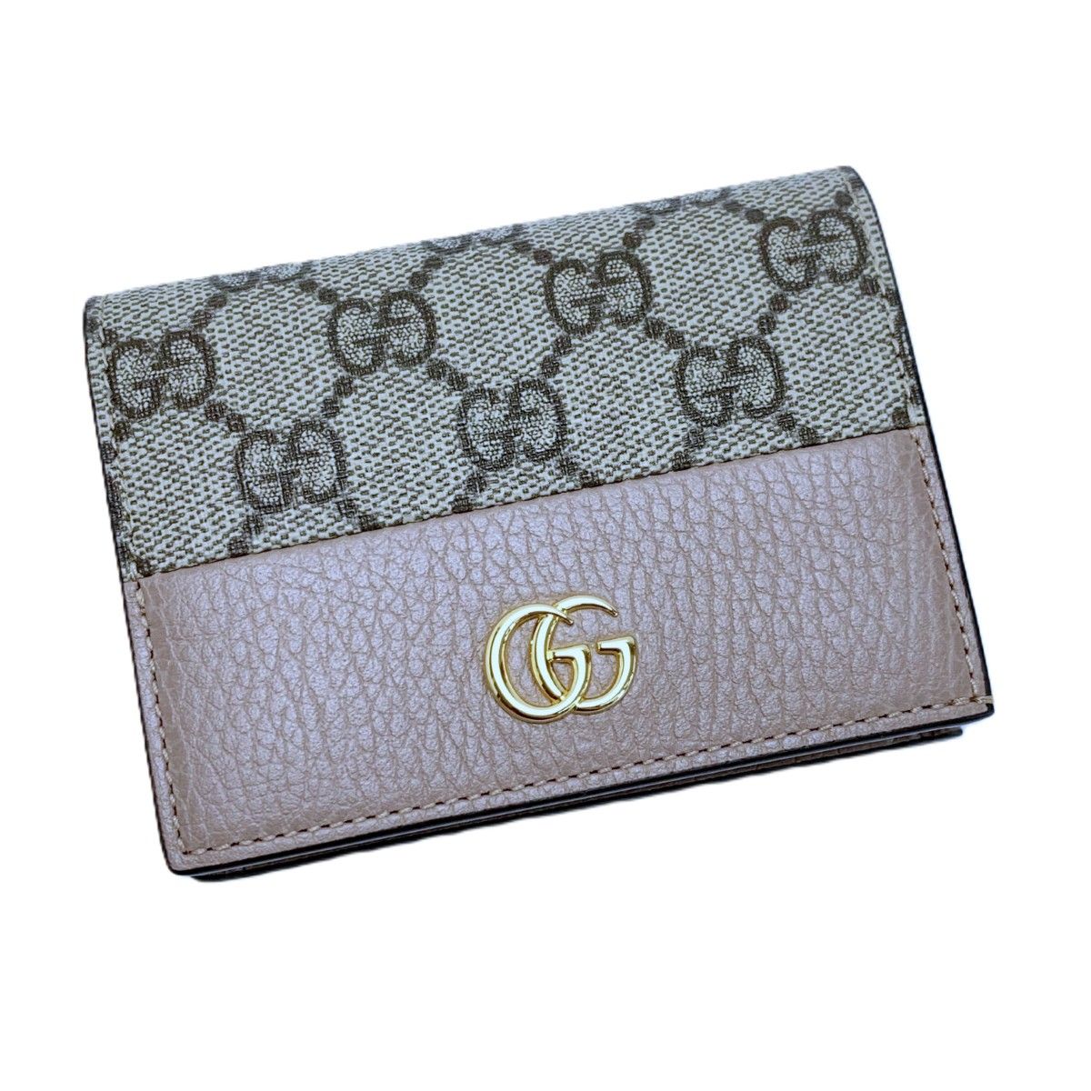 Gucci Bifold Wallet Double G Bicolor Small Pink Beige