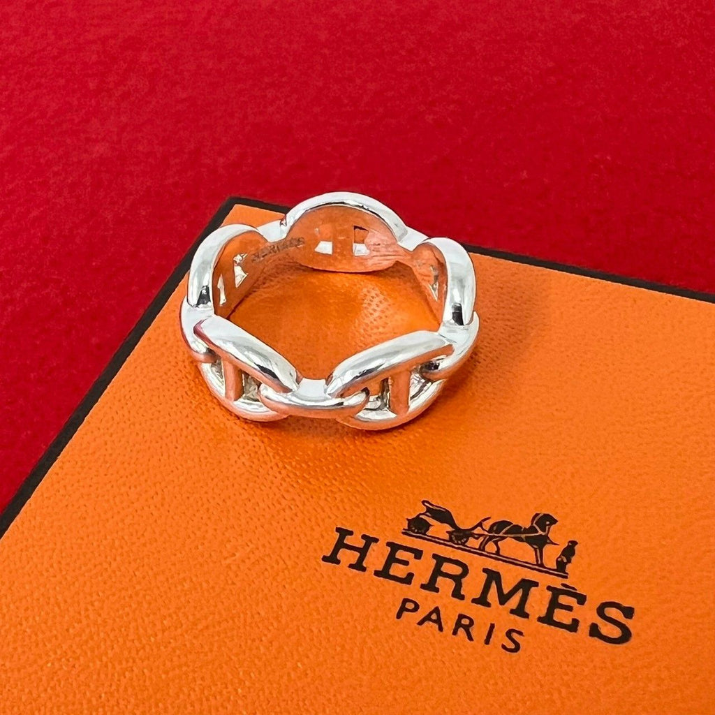 Hermes Chaine D'ancre Enchainee PM Ring 925 Sterling Silver