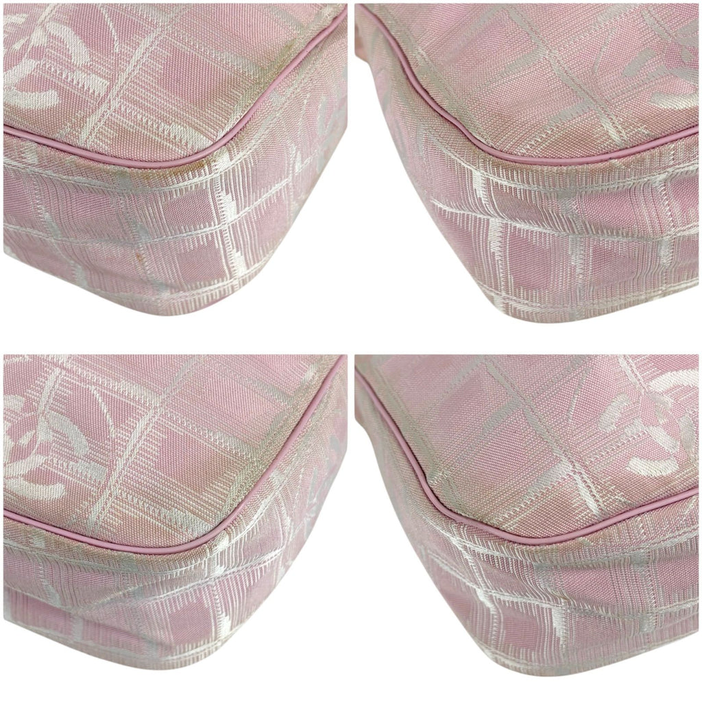 Chanel New Travel Line Hand Pink Mini Handbag Pouch Nylon Canvas CC Logo — view 6
