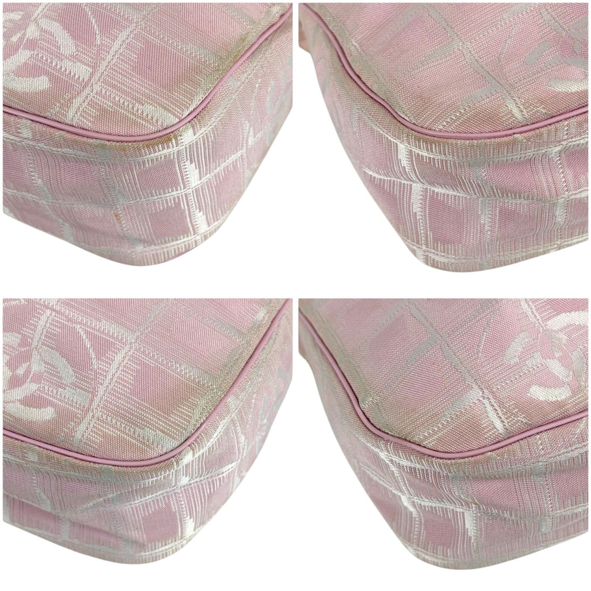 Chanel New Travel Line Hand Pink Mini Handbag Pouch Nylon Canvas CC Logo — view 6