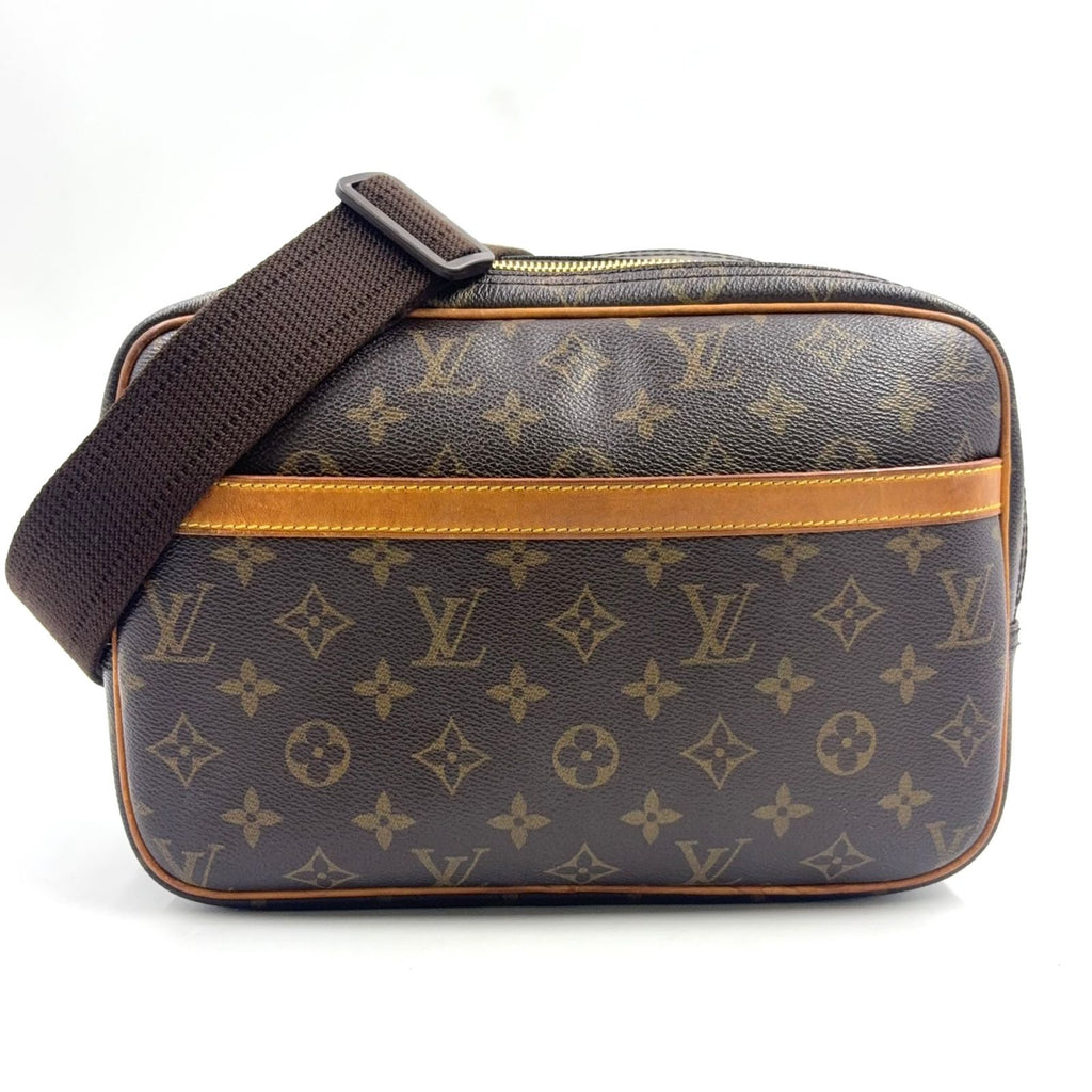 Louis Vuitton Reporter PM Monogram Leather Brown Light Shoulder Bag Gold