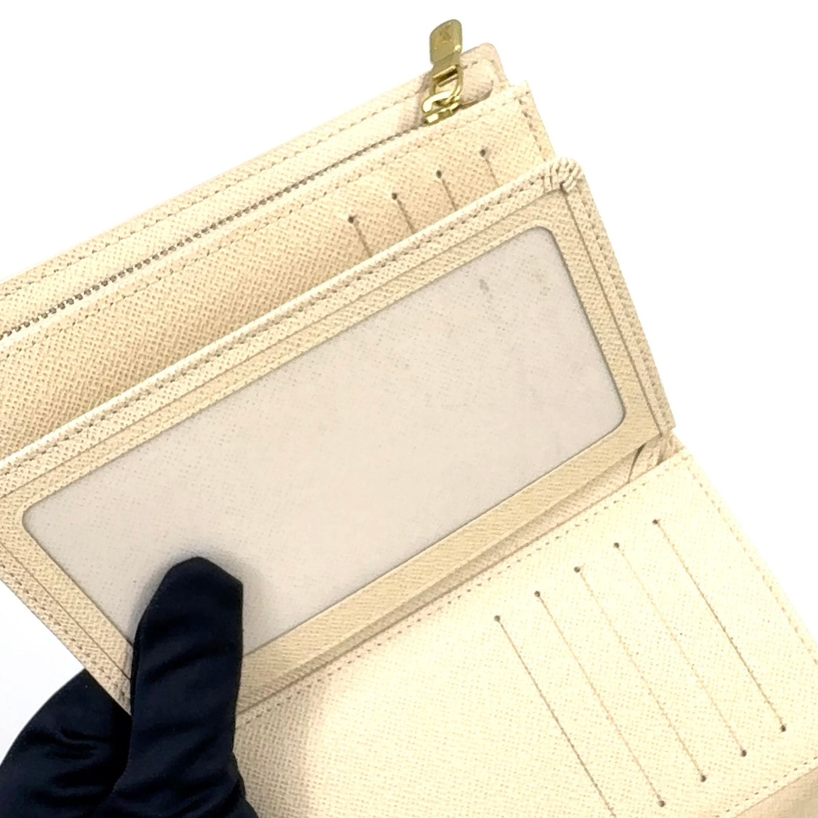 Louis Vuitton Portefeuille Alexandra Damier Azur Leather White Trifold Wallet — view 7