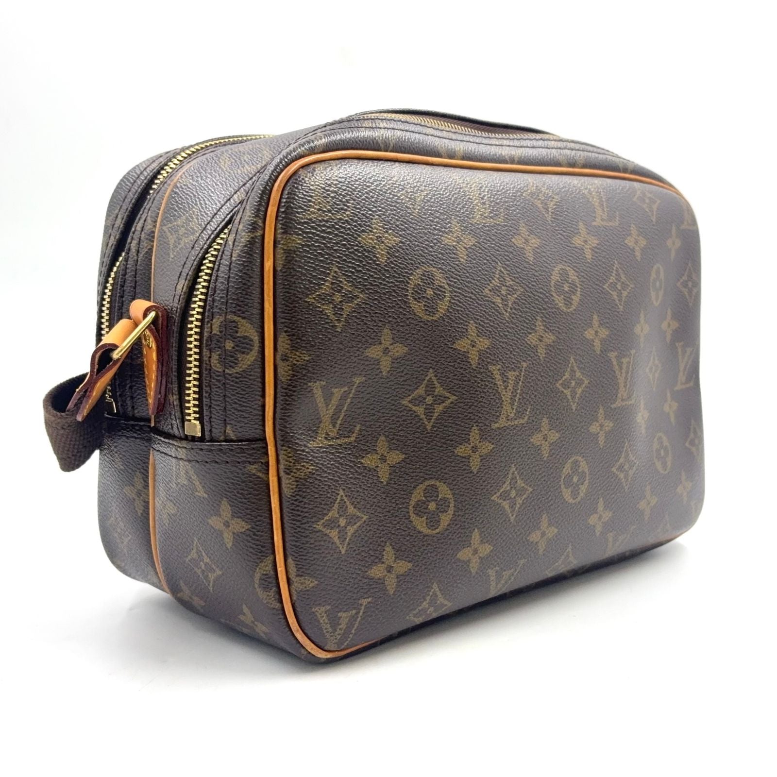 Louis Vuitton Reporter PM Monogram Leather Brown Light Shoulder Bag Gold — view 2