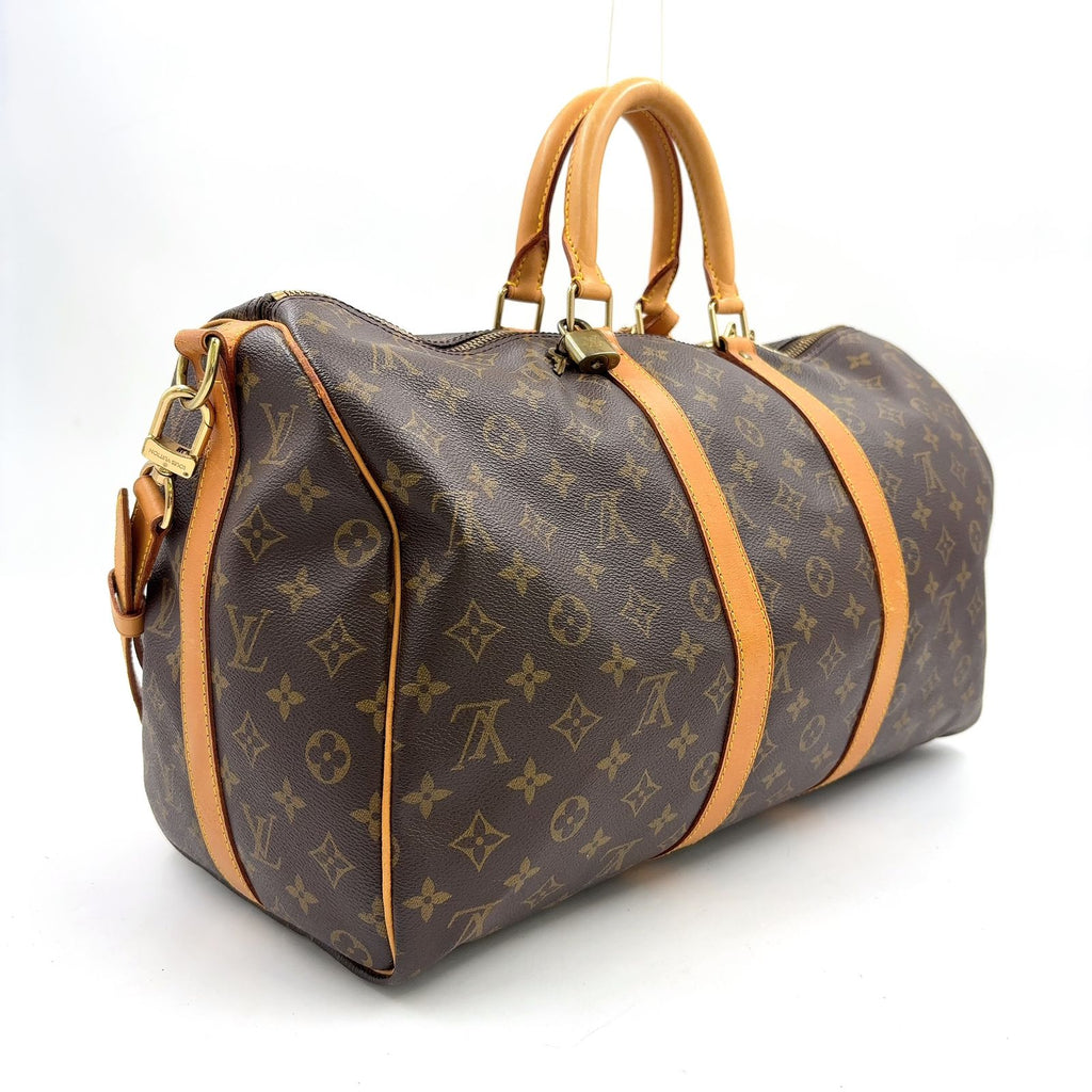 Louis Vuitton Keepall Bandouliere 45 Monogram Leather Brown Light Boston Bag — view 2