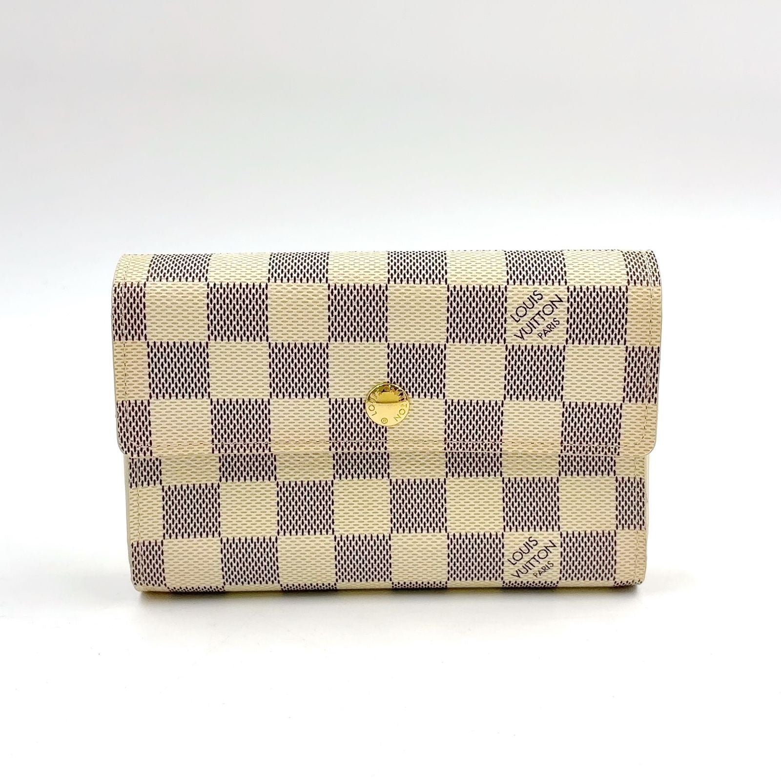 Louis Vuitton Portefeuille Alexandra Damier Azur Leather White Trifold Wallet